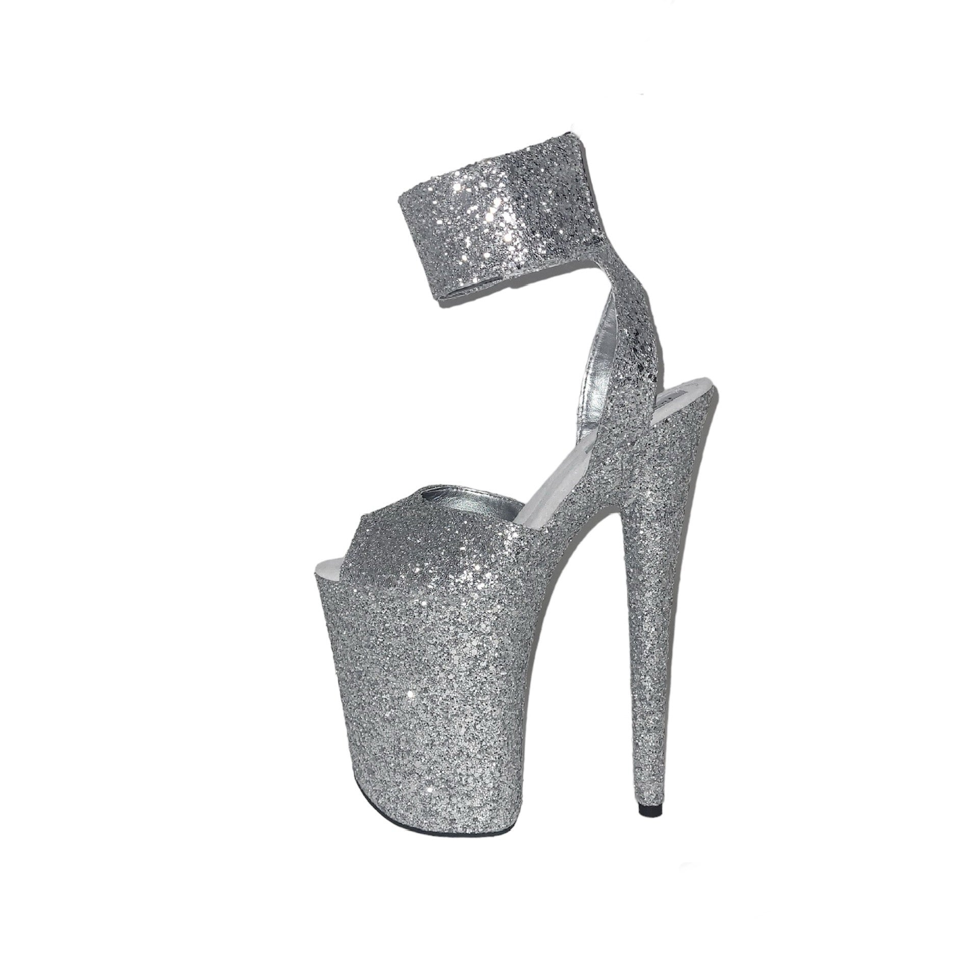 Classic silver glitter ankle cuff sandals (more colors are