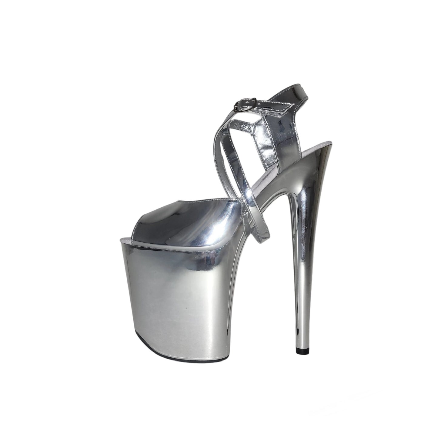 Classic long strap silver chrome vegan leather sandals (more colors are available)