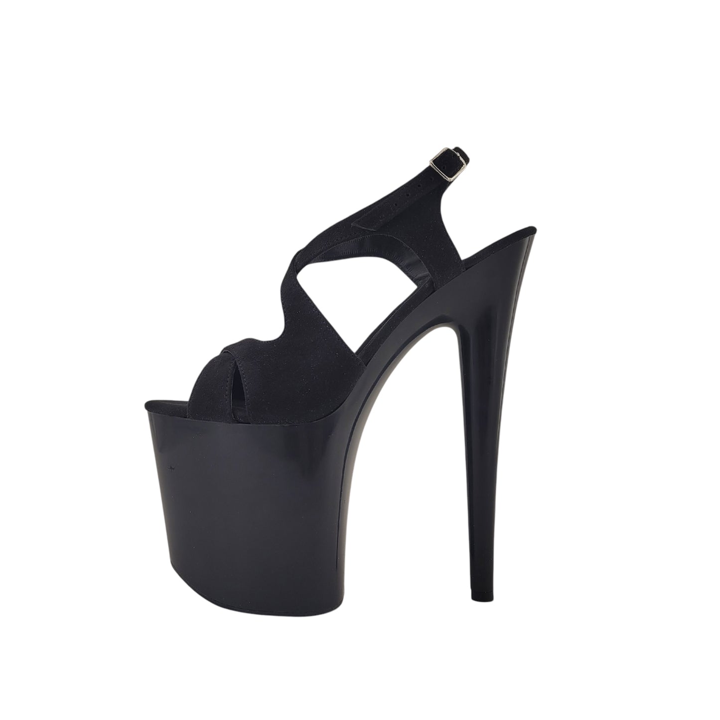 Wishes black vegan suede black platform sandals