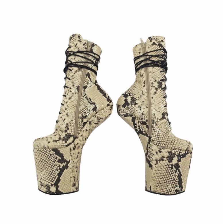 snakeskin mid calf boots