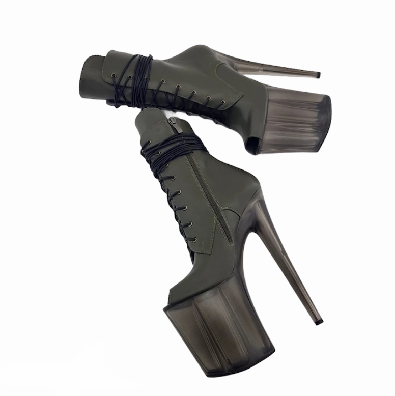 Army green booties heels deals