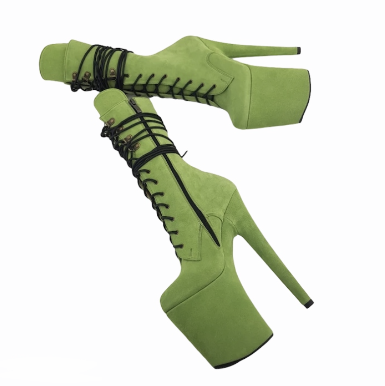 Lime green genuine suede ankle mid calf boots more colors are available