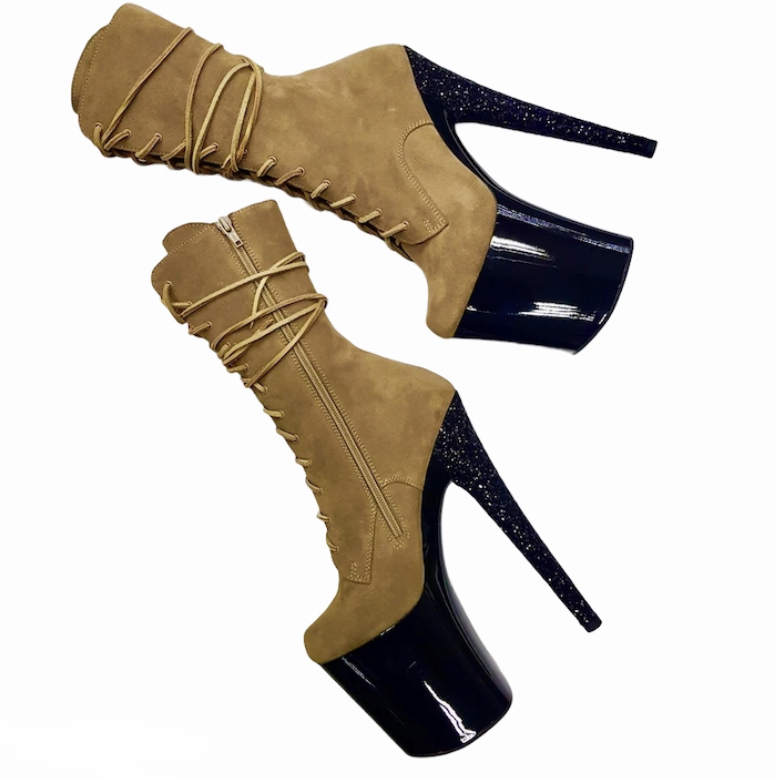 Mustard suede ankle - mid calf boots