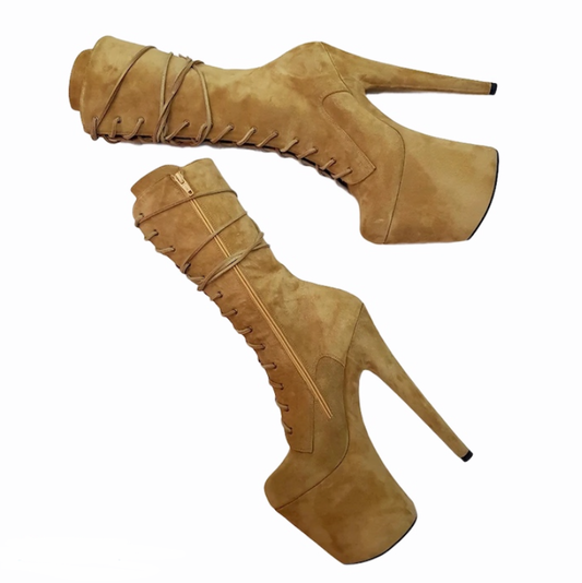 Sand suede ankle - mid calf high boots