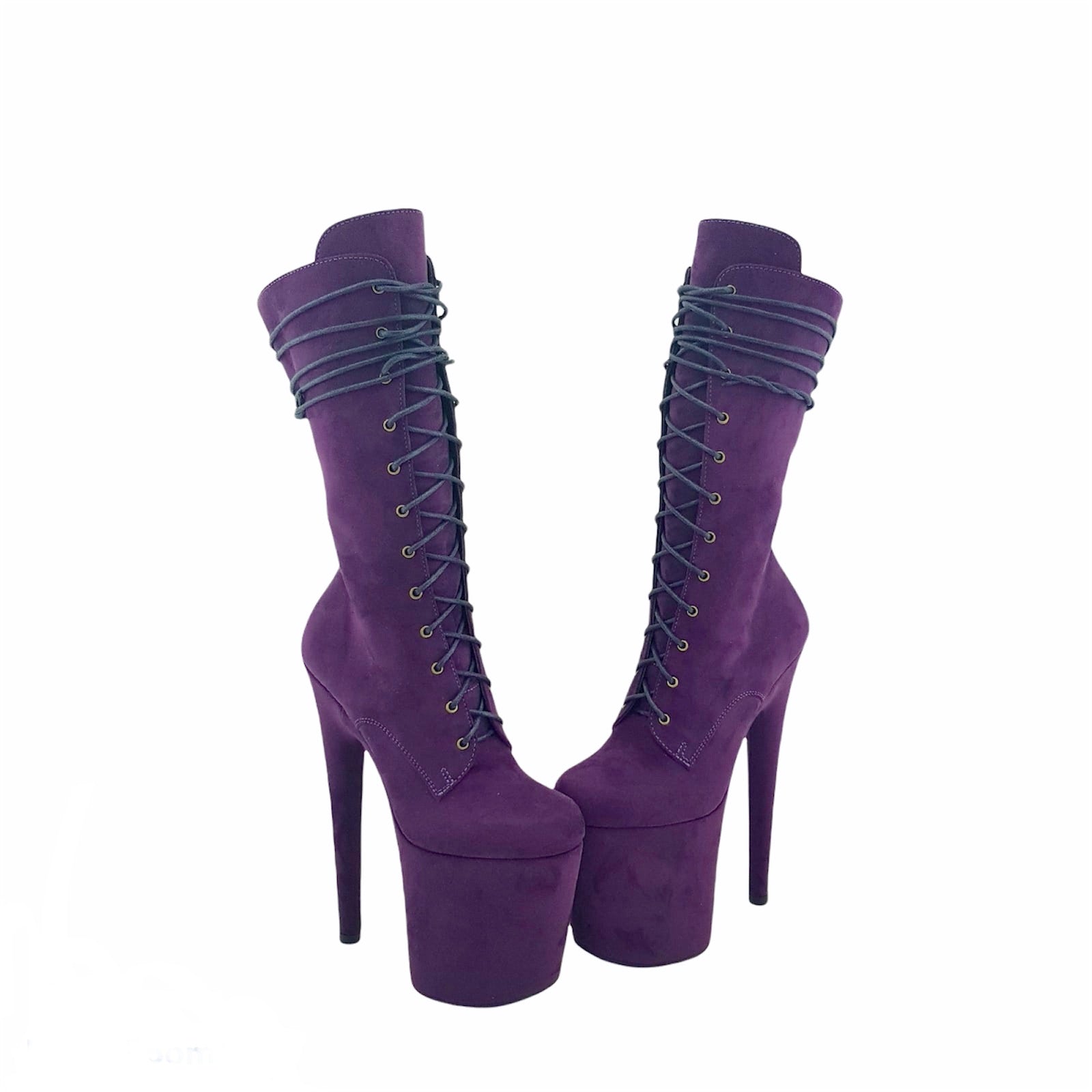 Purple suede thigh high boots deals