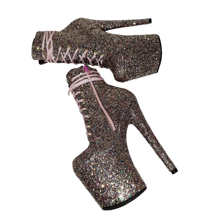 Silver multi glitter ankle - mid calf boots(more colors are available)