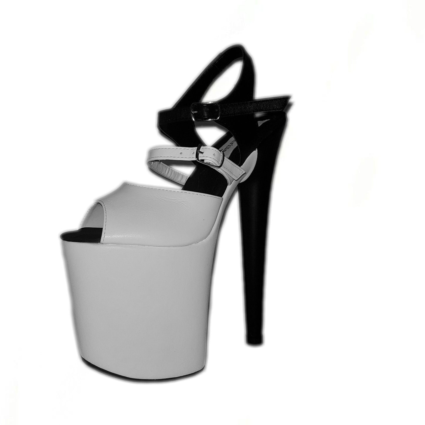 Classic extra strap with buckle black and white leather sandals