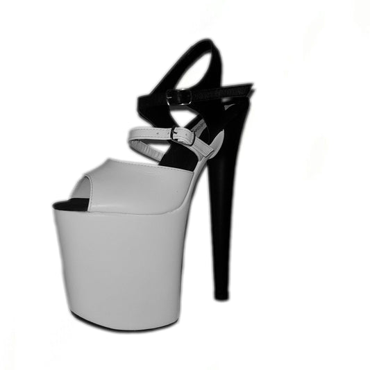 Classic extra strap with buckle black and white leather sandals