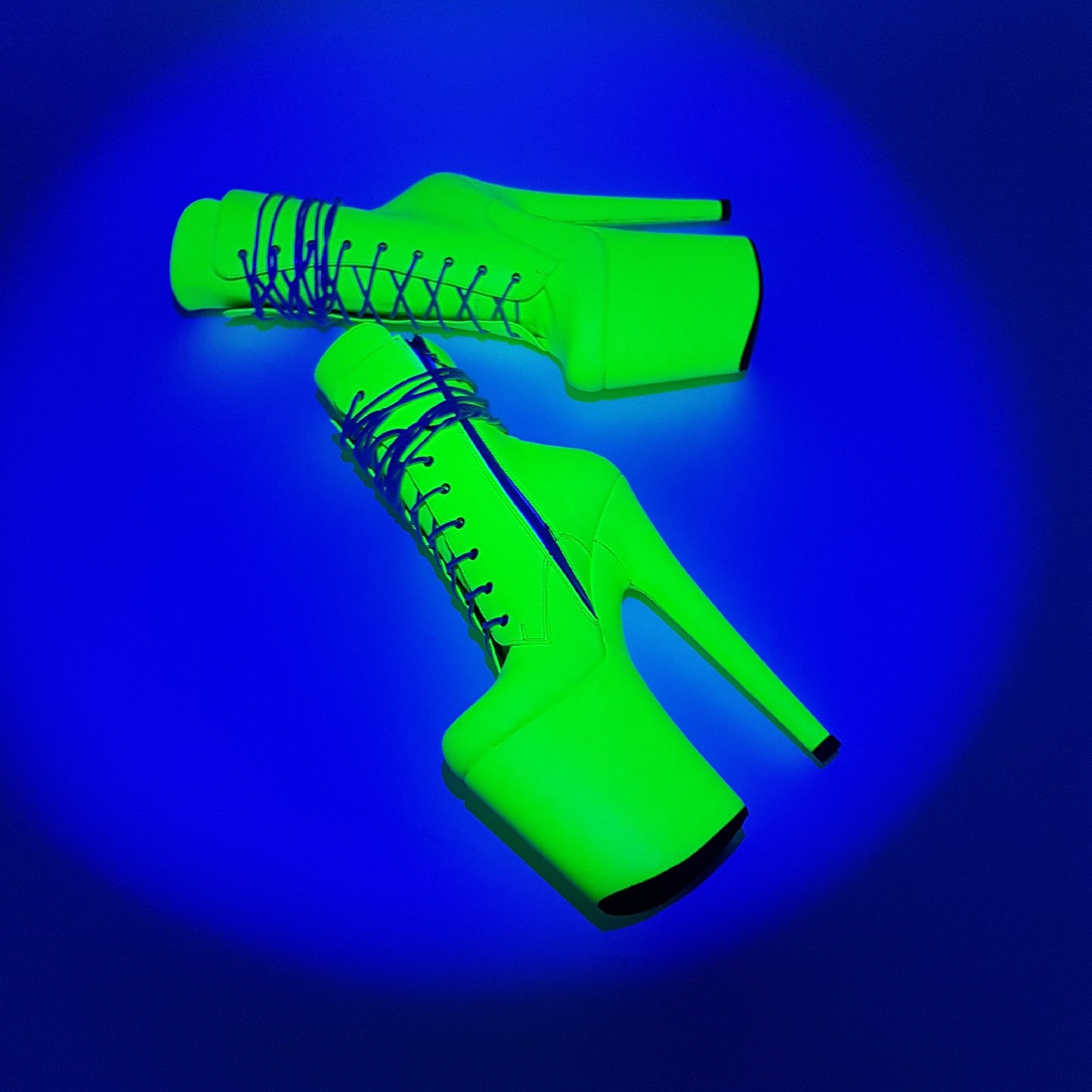 Neon yellow vegan leather ankle - mid calf boots