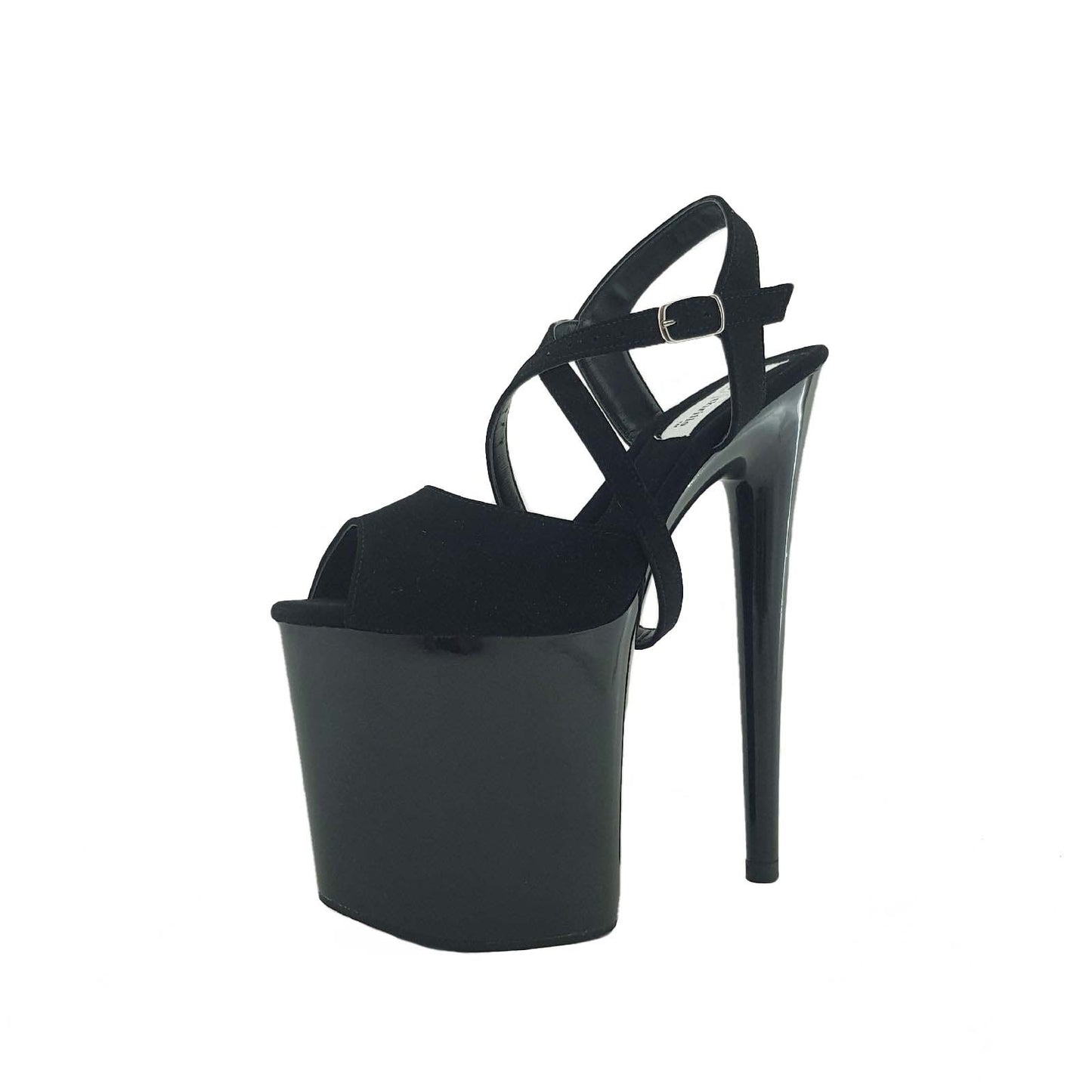 Classic long strap closure black vegan suede black platform sandals (more colors are available)