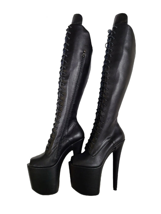 Black genuine leather Hussar style boots (more colors are available)