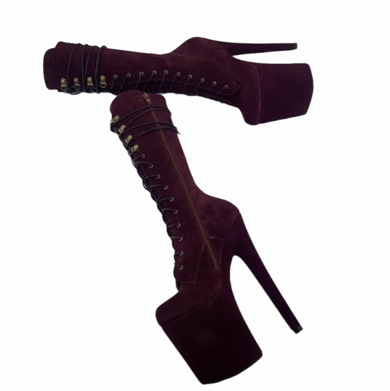 Wine genuine suede ankle - mid calf boots(more colors are available)