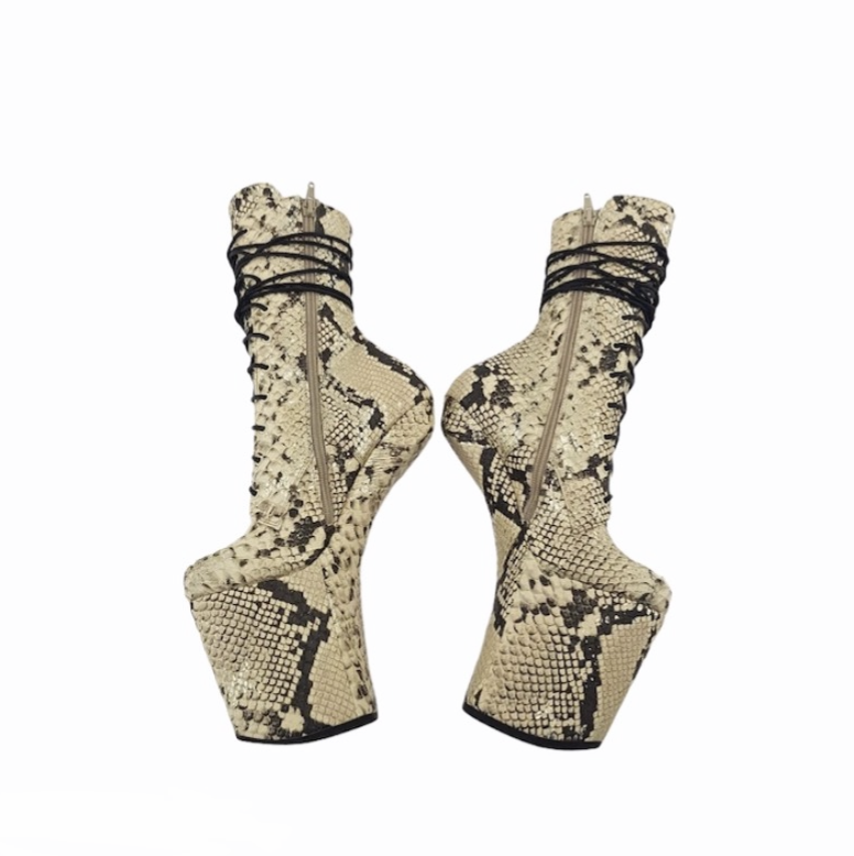 Snakeskin vegan leather heelless ankle - mid calf boots(more colors are available)