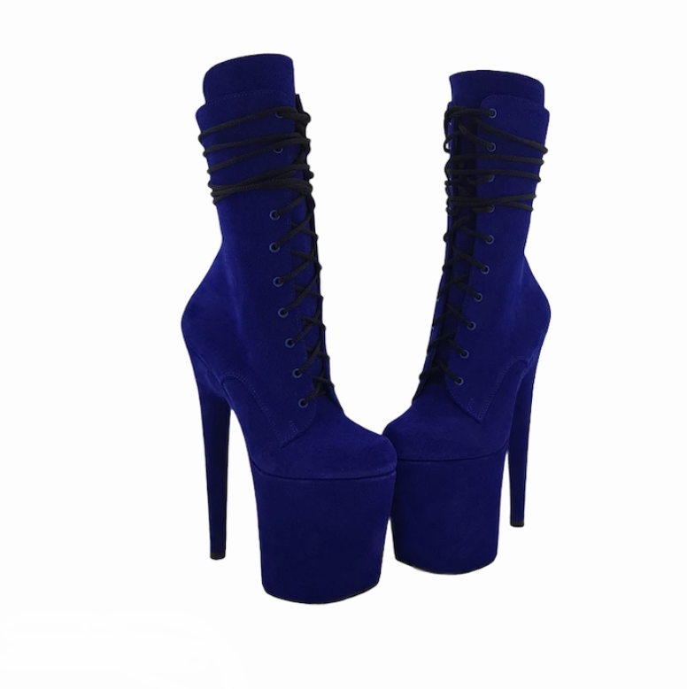 Cobalt blue genuine suede ankle - mid calf boots(more colors are avail ...