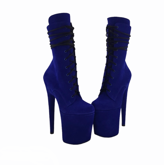 Cobalt blue genuine suede ankle - mid calf boots(more colors are available)