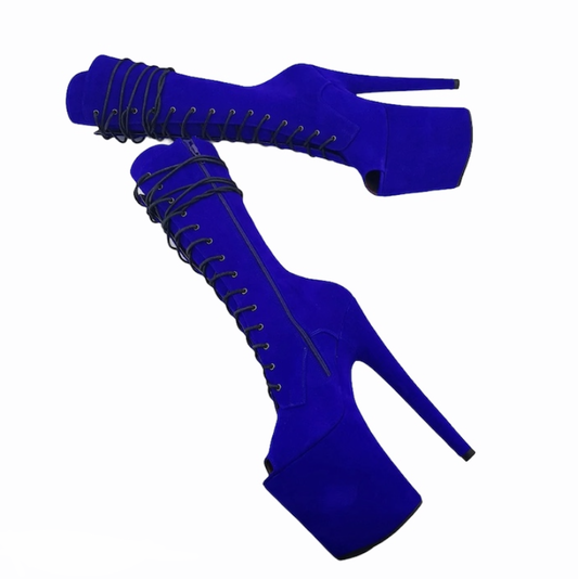 Royal blue suede ankle - mid calf boots