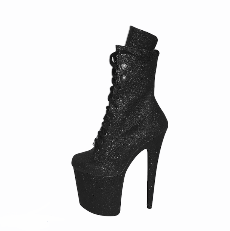 Black glitter ankle - mid calf boots