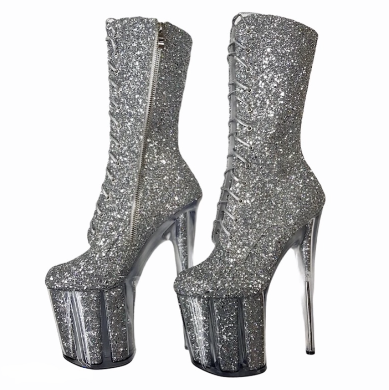 Glitter ankle - mid calf high boots