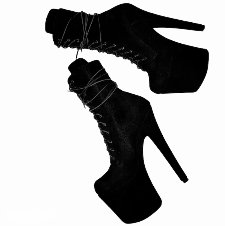 Black suede boots ankle - mid calf high
