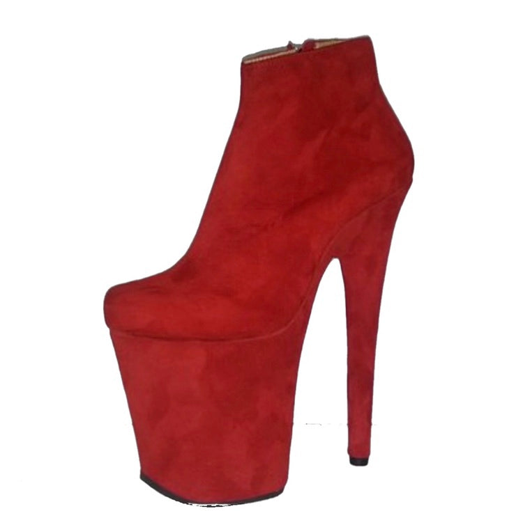 Red genuine suede ankle - mid calf no-lace boots(more colors are available)