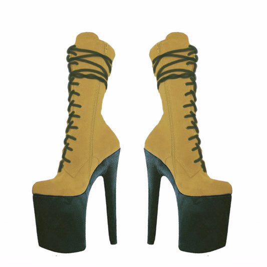 Mustard yellow and emerald green genuine suede ankle - mid calf boots(more colors are available)