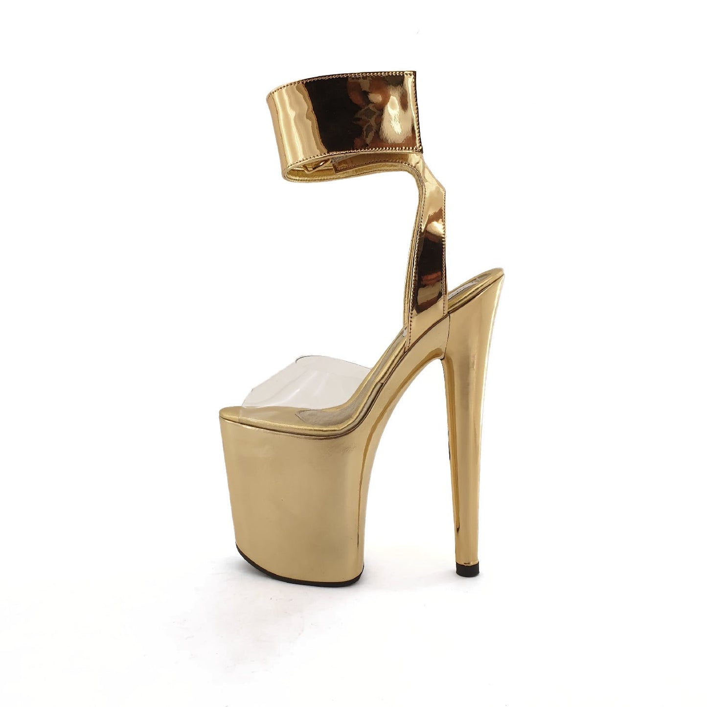 Classic clear vinyl gold chrome vegan leather ankle cuff sandals (more colors are available)