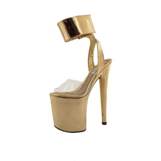 Classic clear vinyl gold chrome vegan leather ankle cuff sandals (more colors are available)