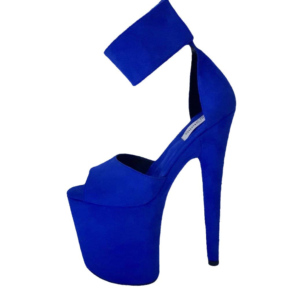 Classic royal blue vegan suede ankle cuff sandals (more colors are available)