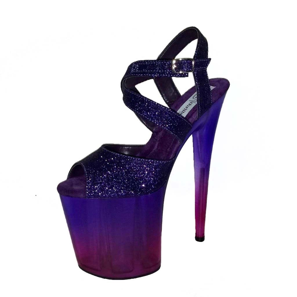Diana purple glitter two-tone translucent platform sandals (more colors are available)