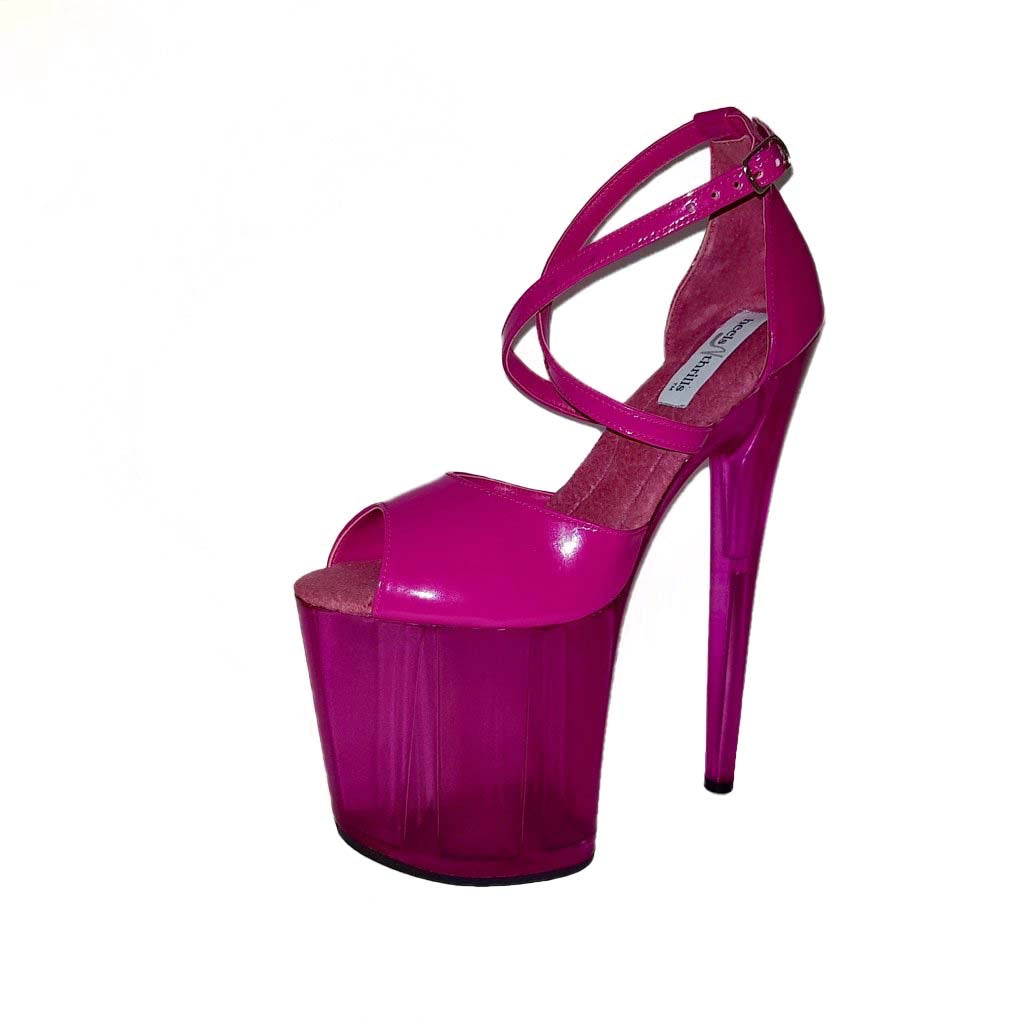 Classic fuchsia patent ankle strap translucent platform sandals (more colors are available)