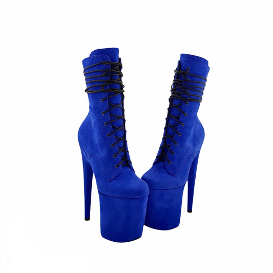 Royal blue vegan suede ankle - mid calf boots(more colors are available)