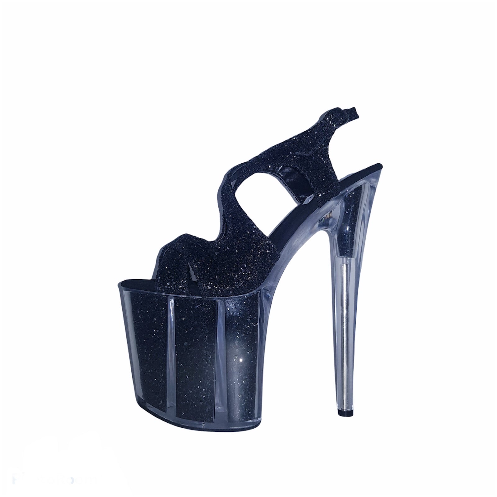 Black Glitter Texture Platform Heels | Shoes | PrettyLittleThing USA