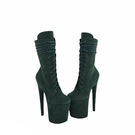 Emerald green genuine suede ankle - mid calf boots(more colors are available)