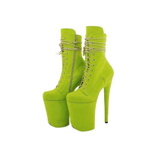 Neon yellow vegan suede ankle - mid calf boots(more colors are available)