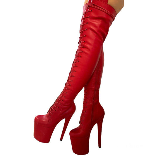 Red sole black genuine leather ankle - mid calf high boots – heels N thrills