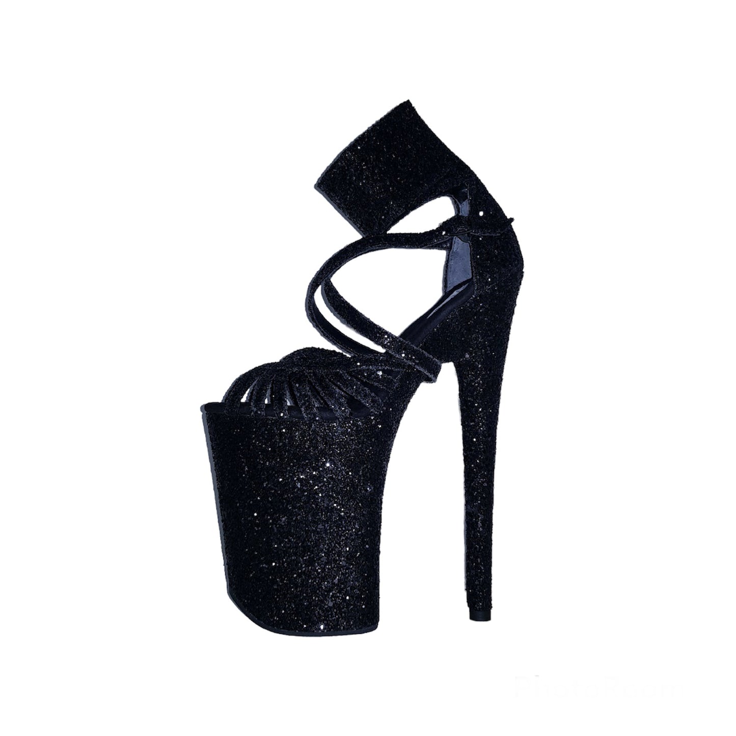Spider black glitter long strap ankle cuff sandals (more colors are available)