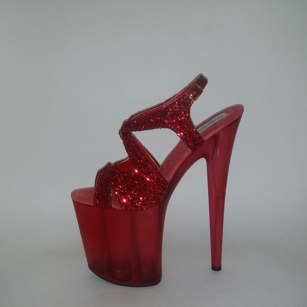 Wishes red glitter ruby red translucent platform sandals (more colors are available)