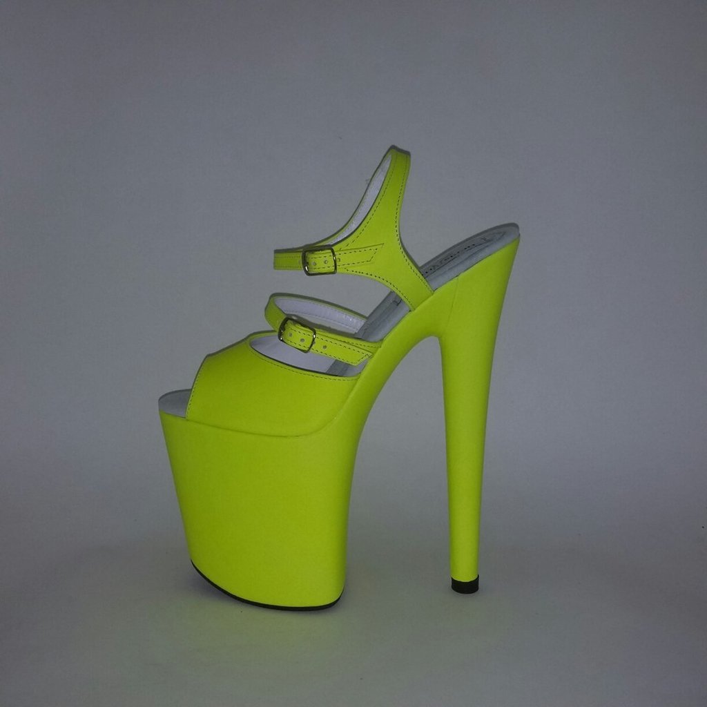 Classic extra strap with buckle neon yellow vegan leather sandals