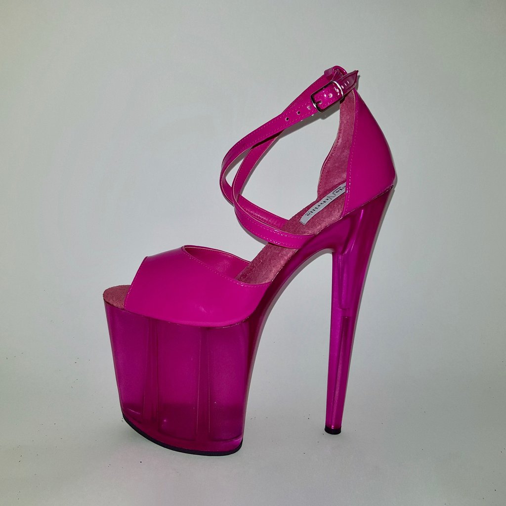Classic fuchsia patent ankle strap translucent platform sandals (more colors are available)