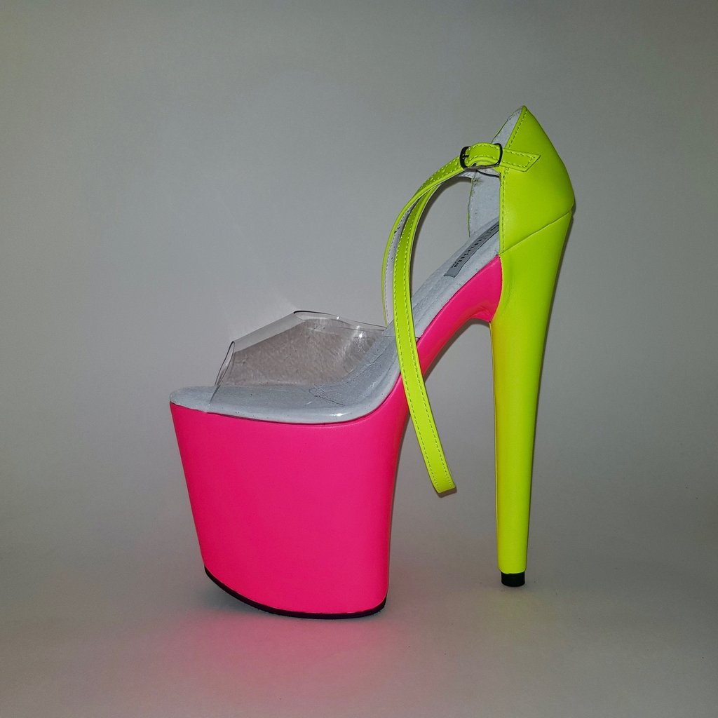 Classic long strap closure neon yellow and pink vegan leather sandals (more colors are available)