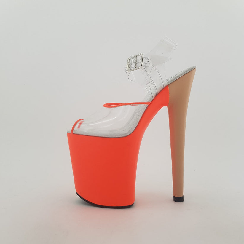 Classic clear vinyl mandarin UV leather platform sandals heels N thrills