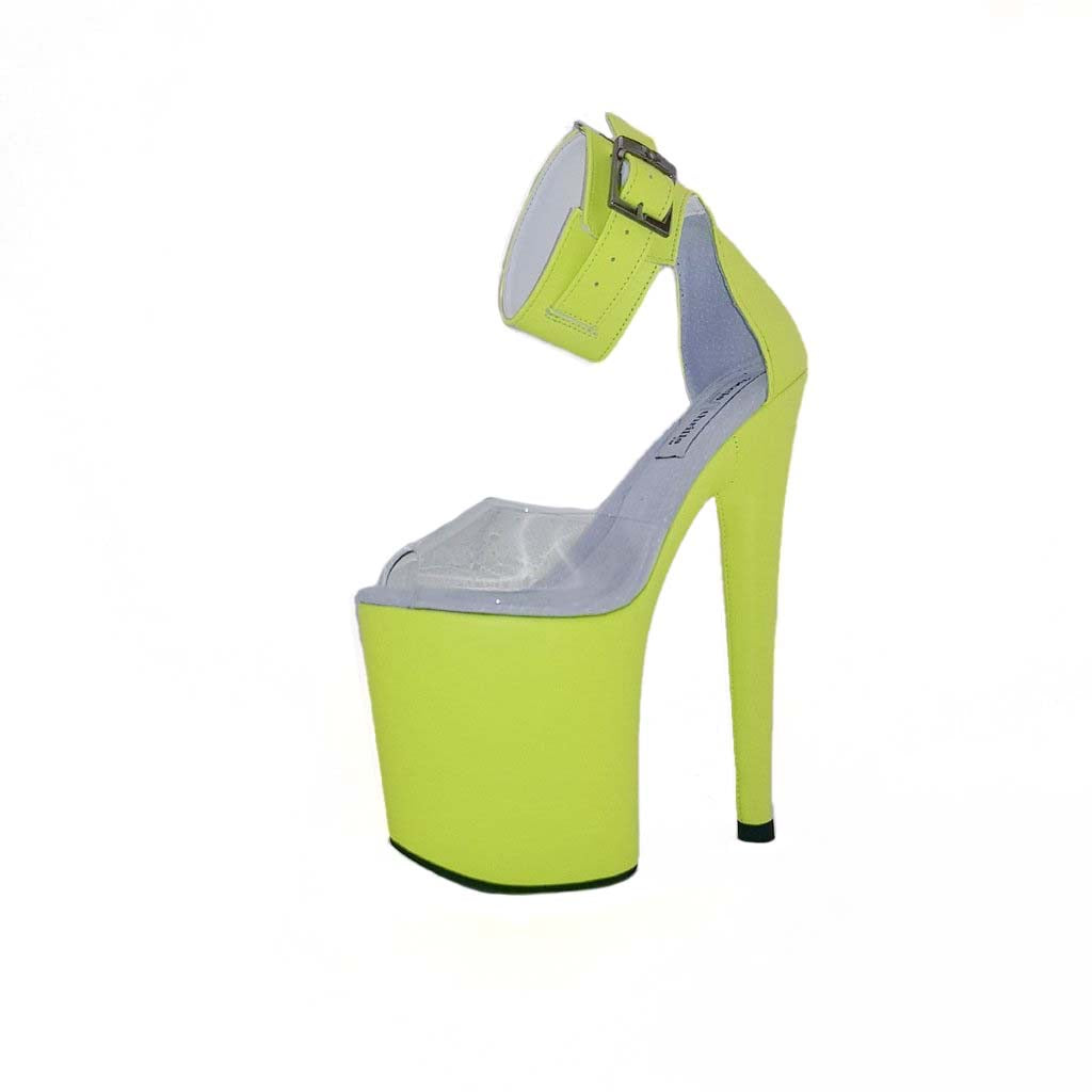 Classic neon yellow vegan leather ankle cuff sandals (more colors are available)