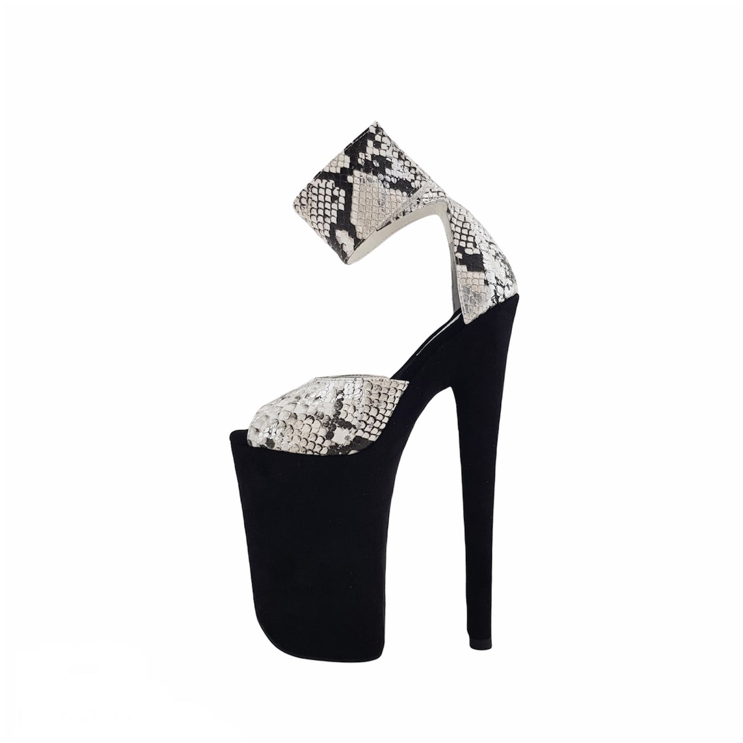 Classic snakeskin black vegan suede platform ankle cuff sandals (more colors are available)