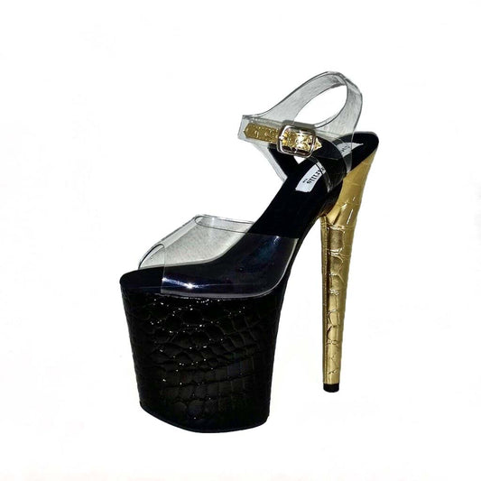 Classic black and gold croc vegan leather sandals (more colors are available)