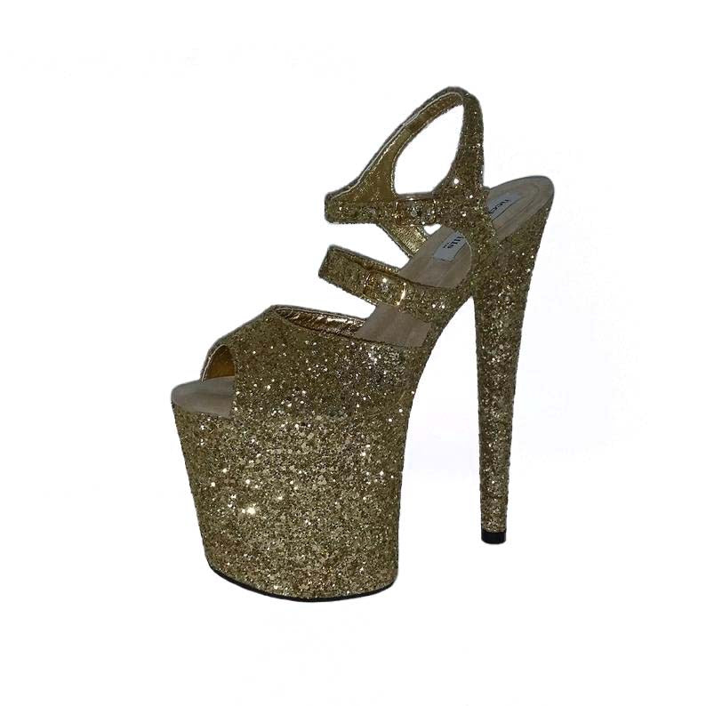 Classic extra strap with buckle gold glitter sandals (more colors are available)