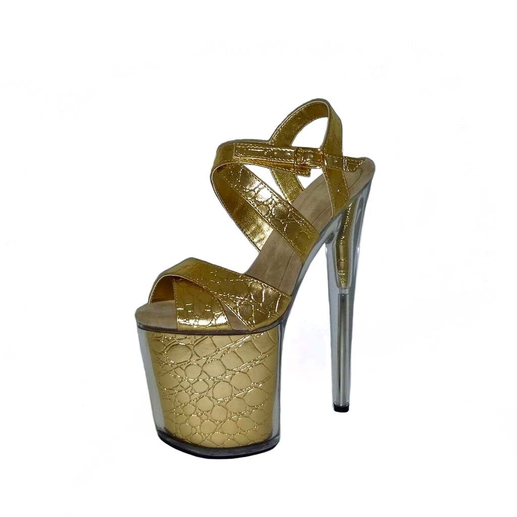 Kisses gold croc embossed vegan leather platform filled sandals